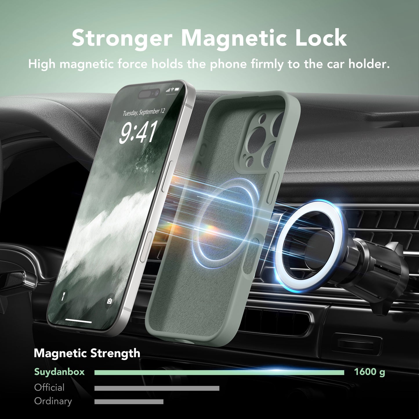 SuydanBox Magnetic for iPhone 16 Pro Max Case, Compatible with MagSafe, [Full Camera Protection][2 Screen Protectors] Silicone Shockproof Protective Phone Case for iPhone 16 Pro Max 6.9", Calke Green